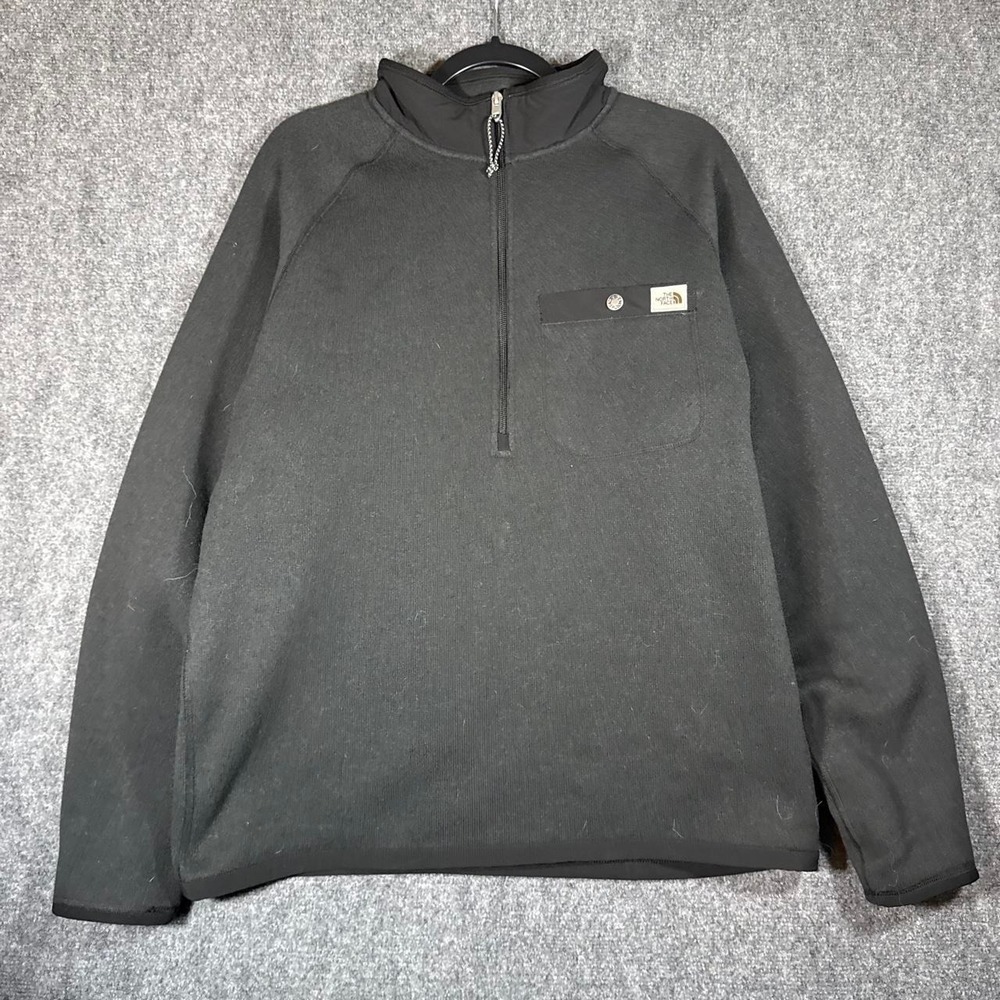 The North Face Mens Gray Fleece Quarter Zip Pullover Sweatshirt Size L